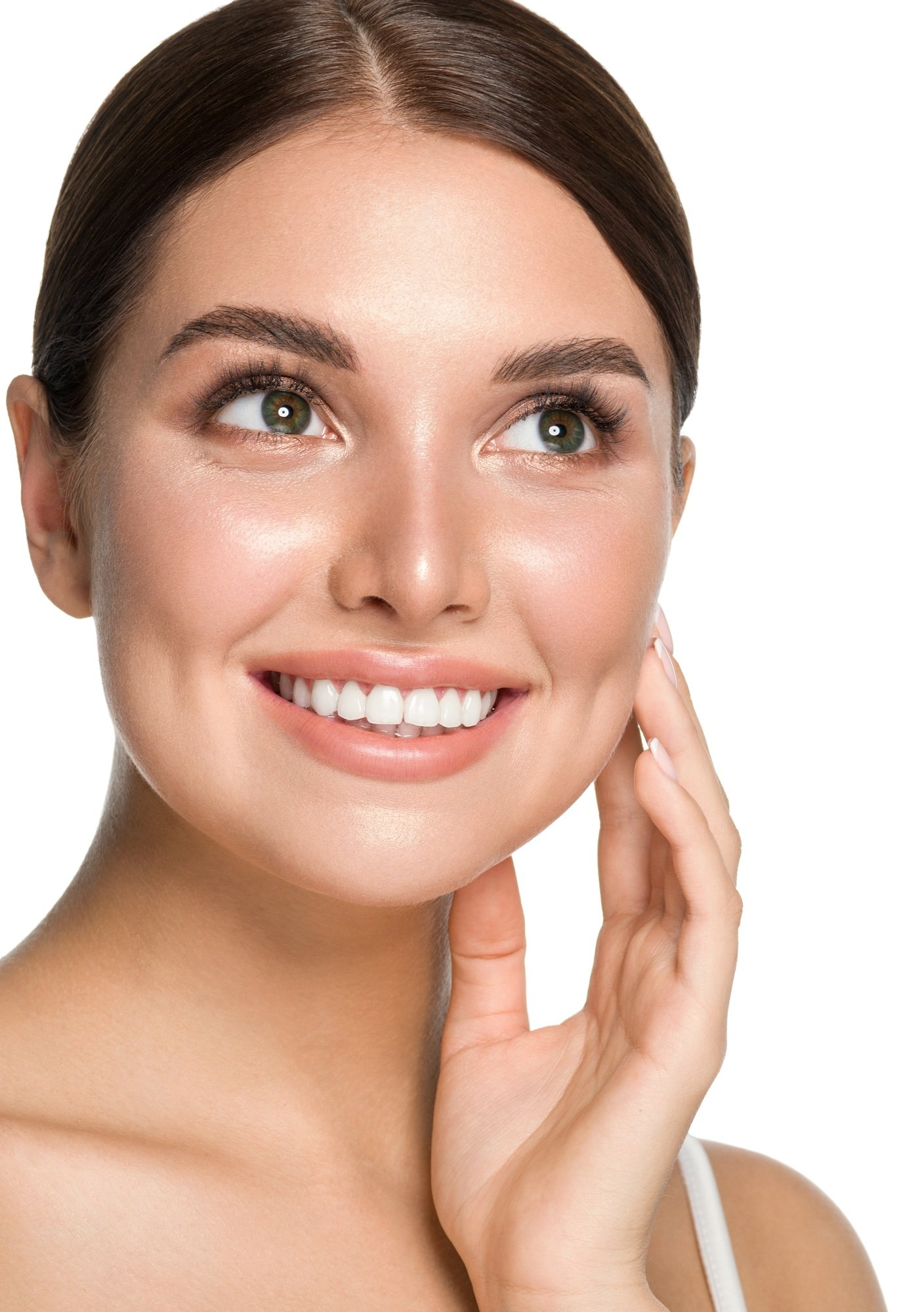 Healthy teeth smile woman beauty skin cosmetic spa portrait